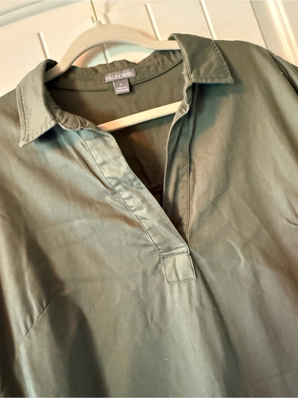 Falls Creek  Olive Green Short Sleeve Shirt Dress. 100% cotton - Picture 2 of 8
